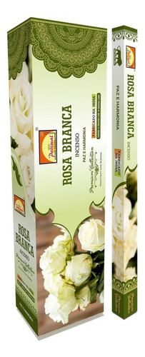 Incenso Indiano Longo Jardim Parimal Rosa Branca 10 Varetas