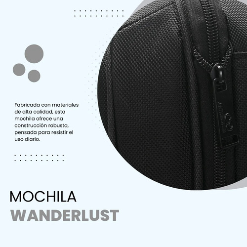 Mochila Wanderlust Go 18 Pulgadas Para Viaje Trabajo Universidad Con Puerto Usb Porta Notebook Cinta Para Carry On Hebillas Laterales Y Compartimento Expandible Espalda Acolchada