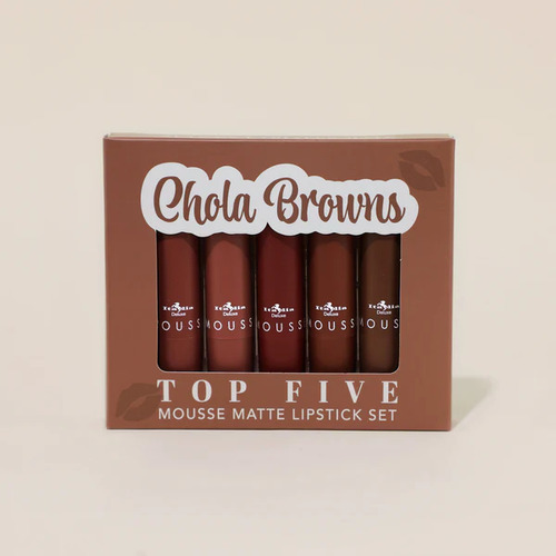 2 Set Labiales Matte Chola Browns, Top Five Mousse, Lipstick