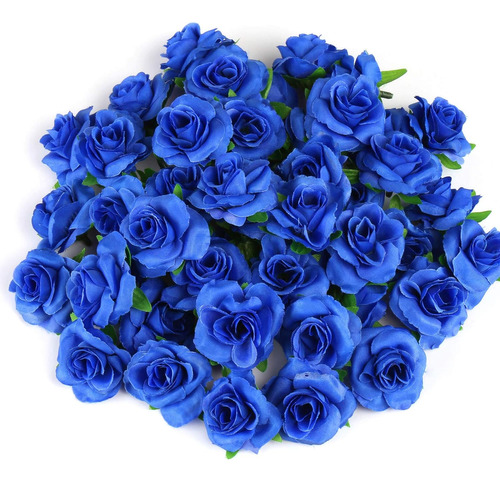 50 Rosas Artificiales Azul Granel, Rosas Falsas De Seda...