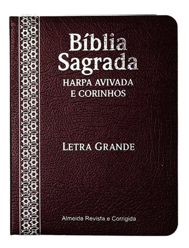 Bíblia Sagrada Media Arc Letra M Harpa Covertex Bordô