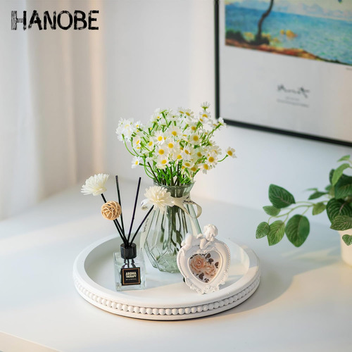 Hanobe Bandeja Decorativa De Madera: Bandeja Redonda De Cuen