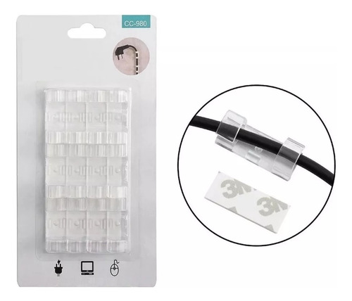 Clip Organizador De Cables X 12 Unidades Adhesivos          