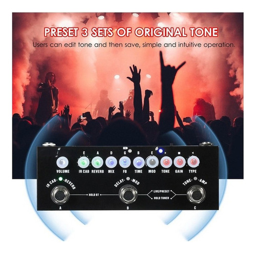 Pedal De Guitarra Elétrica De Efeito Multifuncional Cor Preto