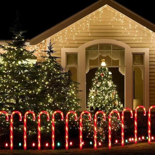 12 Luces De Camino De Baston De Caramelo De Navidad Decoraci