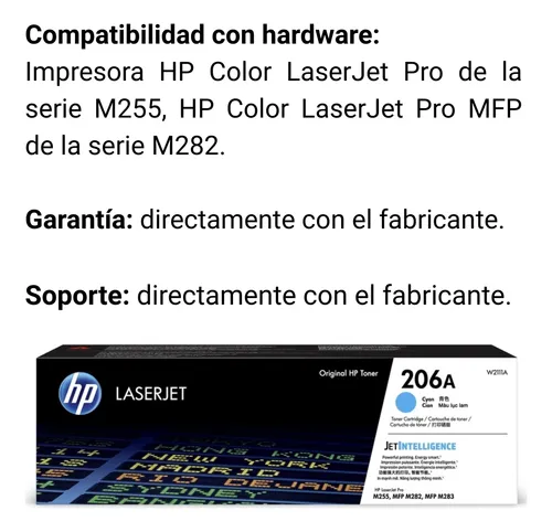 Cartucho De Toner Original Hp Laserjet 206a Cian W2111a