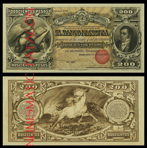 Billete 200 Pesos Banco Nacional 1888 - Copia 1098s