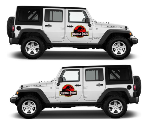 Par Stickers Jurassic Park A Color Para Camioneta Auto Suv