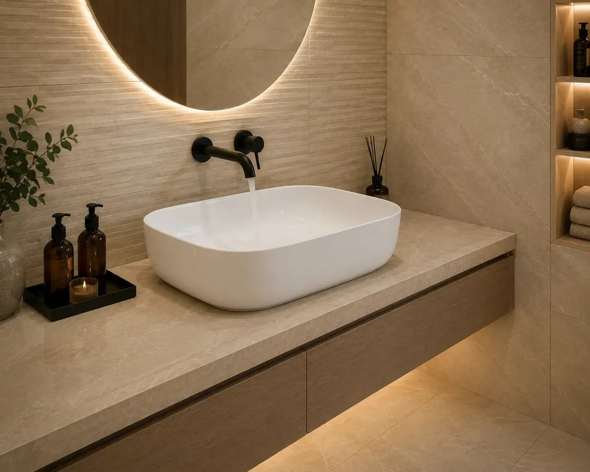Lavabo de Cerámica Goral Rectangular para Baño Blanco