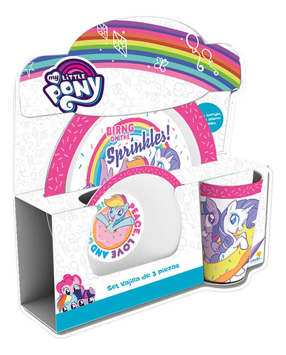 Set Vajilla Melamina My Little Pony X 3 Piezas Color Rosa Chicle Liso