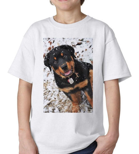 Remera De Niño Rottweiler En La Nieve