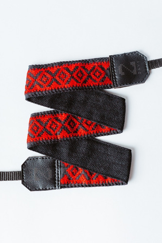 Correa Artesanal Para Cámara, Zavy, Kukulkan Color Rojo