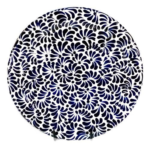 Plato De Talavera Poblana Barroca Base 25 Cm Plumeado #3