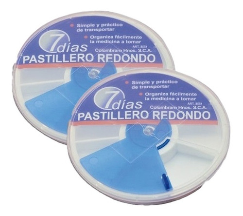 Set X 2 Pastillero Semanal Redondo 7 Dias Colombraro