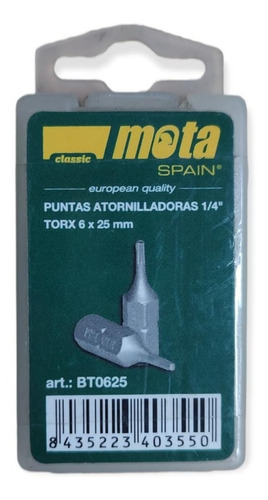 Puntas Atornilladoras 1/4  - Torx 6 X 25mm Bt0625