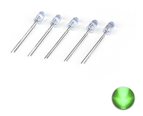 Led Verde De Alto Brilho 5mm - Pacote Com 5 Unidades