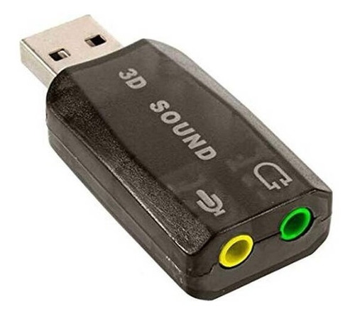 Tarjeta De Sonido Usb A 3.5mm Adaptador 5.1 Sonido 3d / Pc Color Negro