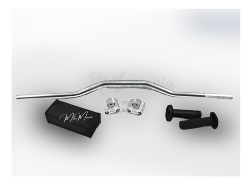 Imagen 1 de 2 de Timon Para Moto Con Seguro+protector Y Manubrios Ptr Plata