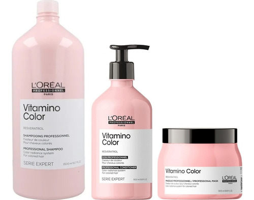 Shampoo 1500ml+ Condition 500ml+ Mask Loreal Vitamino Color