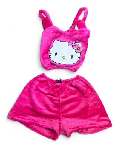 Pijama Polar Hello Kitty Short + Top Dama Juvenil Sexy
