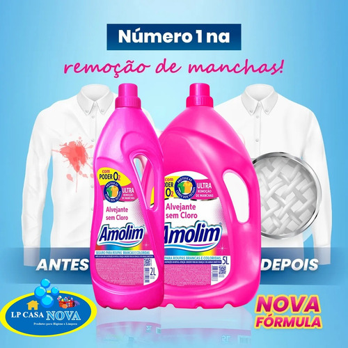Alvejante Sem Cloro Lava Roupas Branca E Colorida 5l Sujeira
