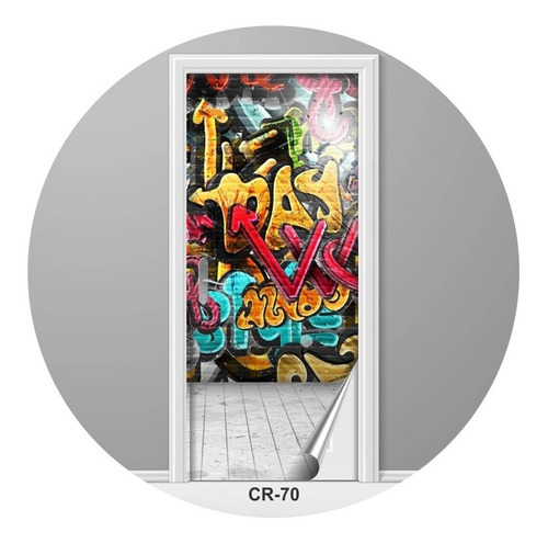 Adesivo Para Porta Bela Pintura Arte Grafite Criativo Cr-70