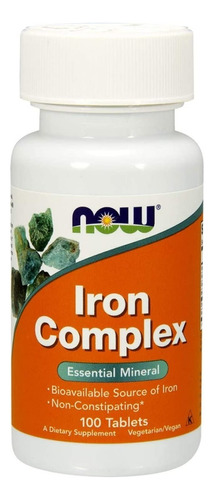 Now Foods Iron Complex Complejo De Hierro 100 Tabletas Sfn Sabor Sin sabor