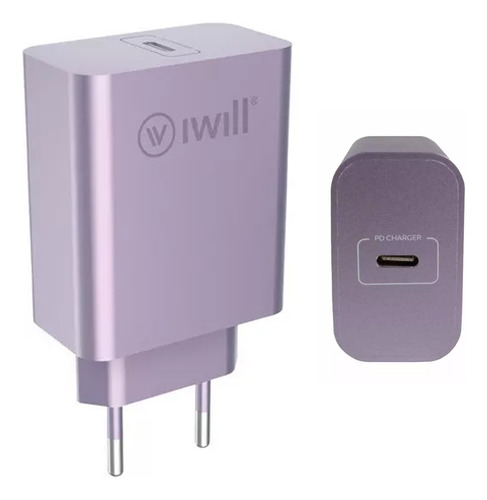 Adaptador De Parede 1 Usb-c 20w Pd Charger Lilás Ycell