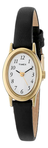 Reloj Timex Cavatina Expansion Band Correa Negro Bisel Dorado Fondo Blanco