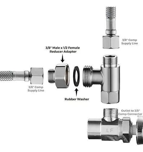 Adaptador Griferia De 1/2 Hembra A 3/8 Reductor Macho 4u.