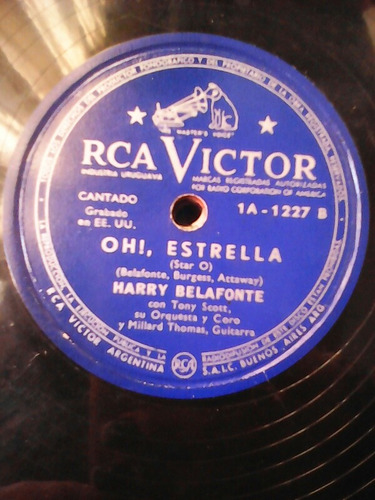 Disco Simple Para Vitrola / Harry Belafonte / Rca Victor