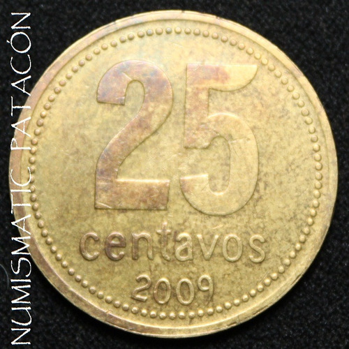 Moneda Argentina 25 Centavos 2009 Ceca Chile - Cj 4.5.1