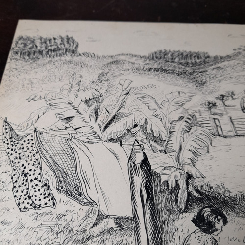 Imagem 7 de 7 de Pintura Desenho Bico De Pena Nanquim Datado 1953 Antigo