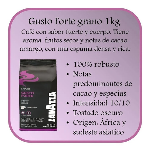 Imagen 2 de 6 de Cafe Italiano Lavazza Gusto Forte Espresso Grano 1kg
