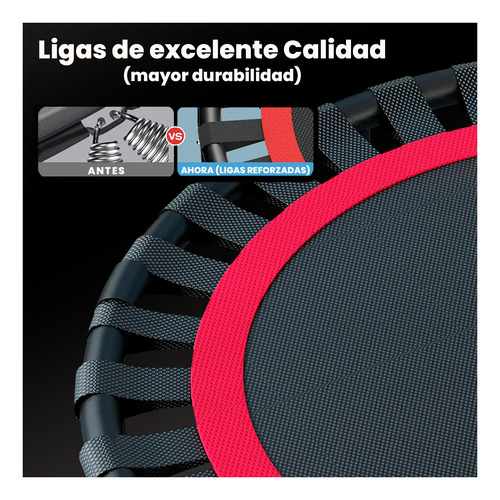 Trampolín Fitness Con Soporte, Ligas Y Plegable 1 Mt