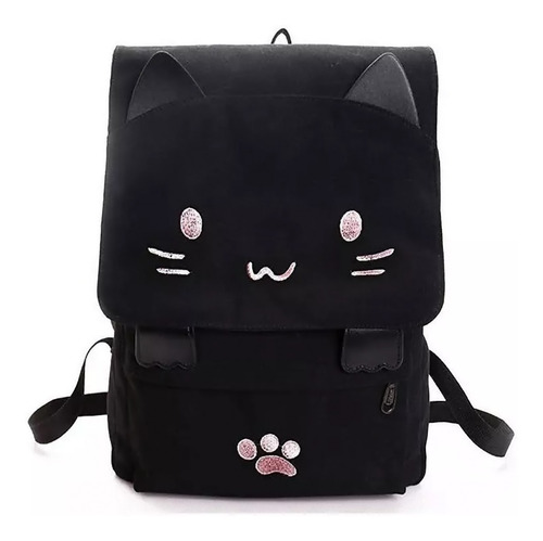 Mochila Gato Cute Kawaii Lona Escolar Para Adolescentes 