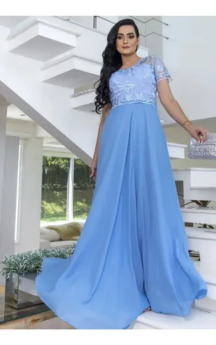 Vestido longo azul tiffany mercado livre sale