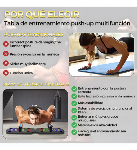 Tabla Para Lagartijas Barras Push Up Ejercicios Tablero Negro