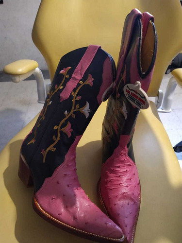 Botas Vaqueras Los Altos Boots Jaripeo Rodeo Avestruz 23 Mx 