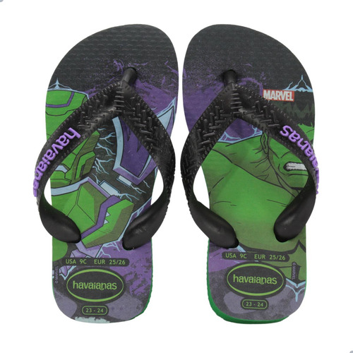 Chinelo Dedo Havaianas Kids Top Marvel Hulk Cor Verde