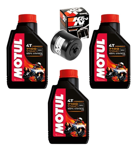 Kit Aceite Motul 3l 7100 10w40 Y Filtro K&n R6r 600rr Gsxr