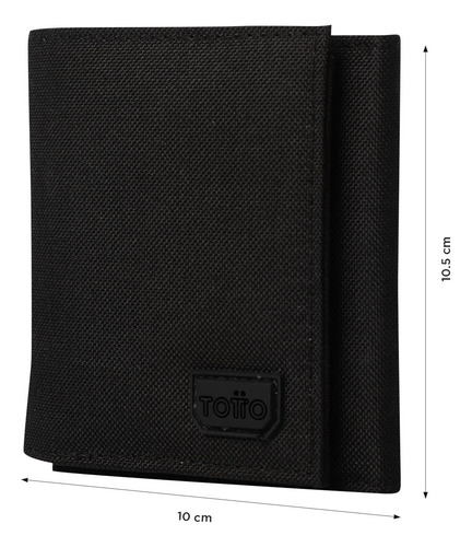 Totto Cartera De Hombre | Con Cierre En Velcro Riva Aq - A Negro Liso
