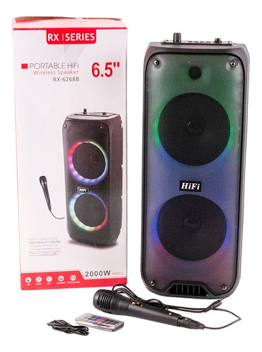 Parlante Portátil Inalámbrico Usb Karaoke Fm Mic Luz Led