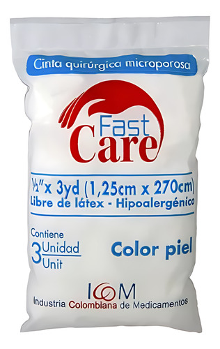 Micropore Piel Fast Care 1/2x3 3 Unidades