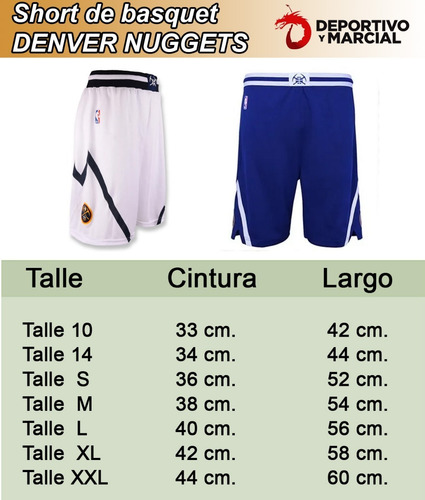 Imagen 4 de 6 de Short Pantalon Basquet Nba Denver Nuggets Niños Lic Oficial