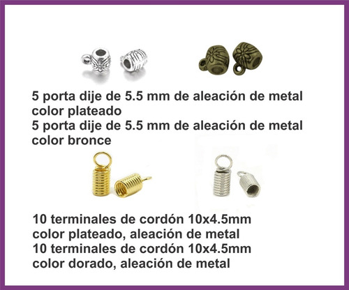 Kit Componentes Bisuteria, Dijes, Cadena, Etc Para Armar