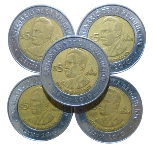 Colección 5 Pesos Conmemorativas Revolución 2010  R2v#2