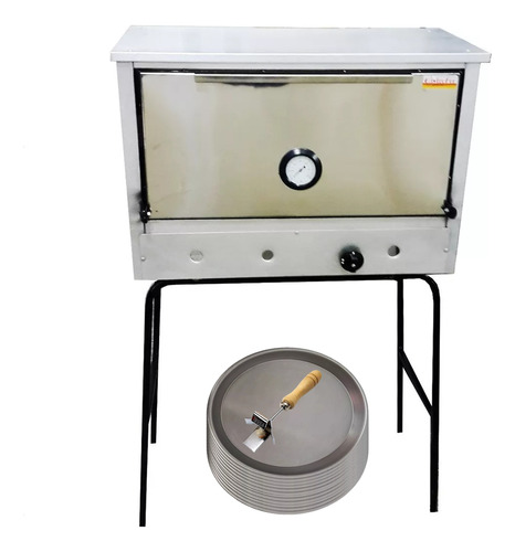 Horno Pizzero A Gas 12 Moldes Fte Acero Base Apoyo + Moldes