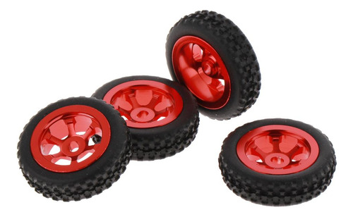 4x Rc Coche Llantas Neumáticos Ruedas De Caucho Para Rojo