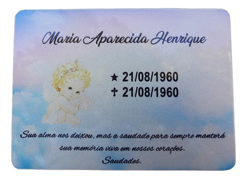 Placa Homenagem Em Alumínio Túmulo Cemitério Lápide C/ Foto